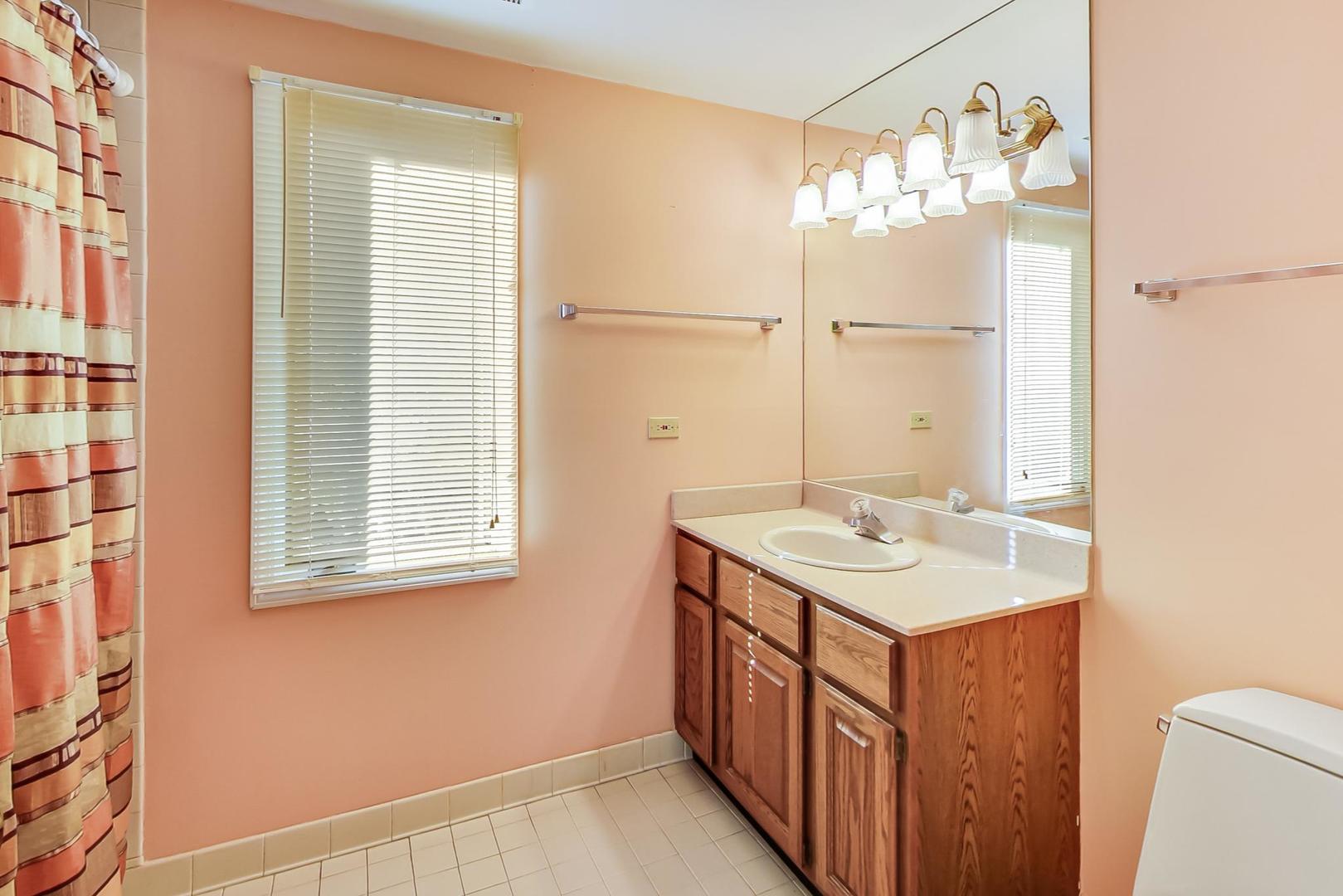 2813 Meyers Road Oak Brook, IL 60523 - Photo 35 of 62 a bathroom with a sink a mirror and a shower