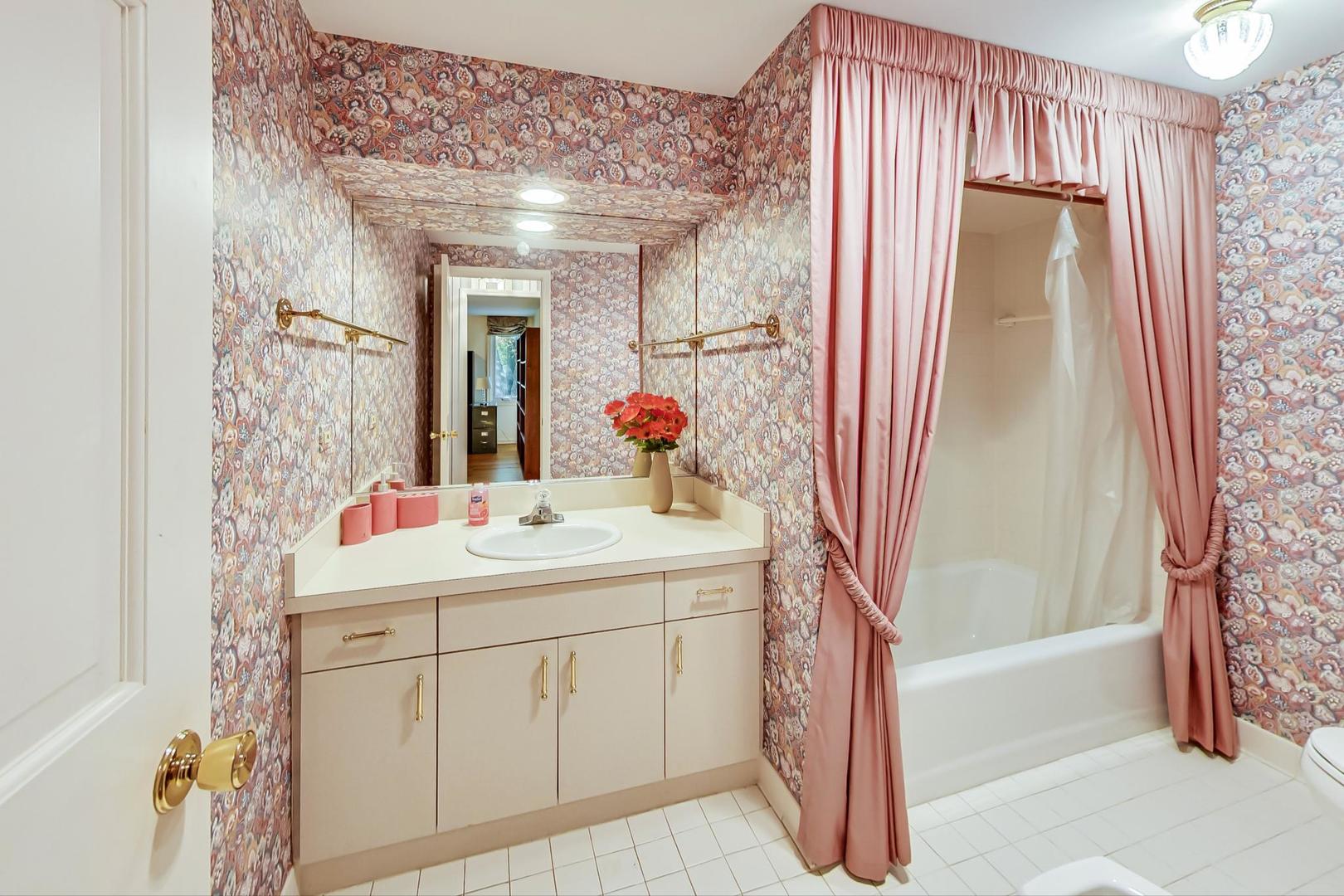 2813 Meyers Road Oak Brook, IL 60523 - Photo 44 of 62 a en suite bathroom with a sink a mirror and a bathtub