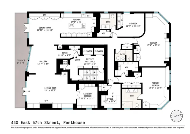 $3,500,000 | 440 East 57th Street, Unit PH | Sutton Place