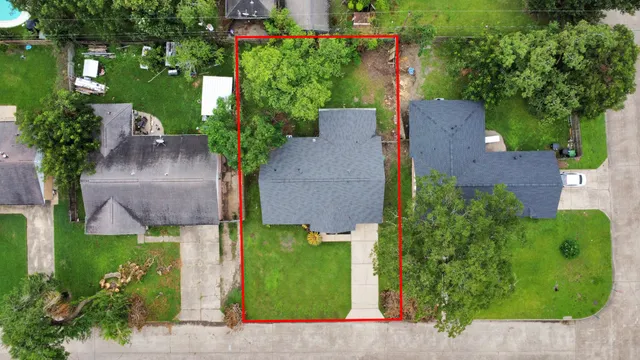 an aerial view of a house