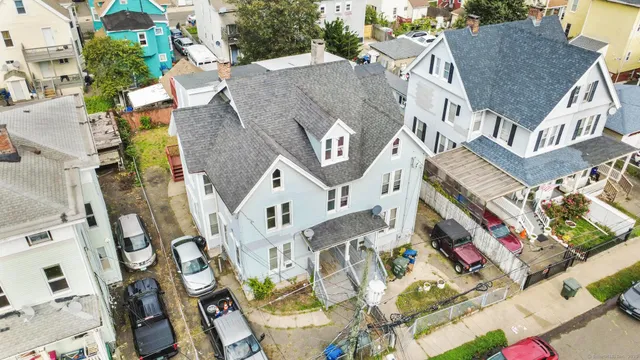 an aerial view of a house