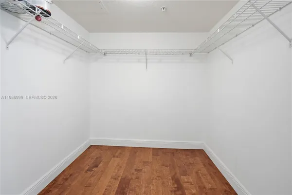 a view of a room with racks on the wall