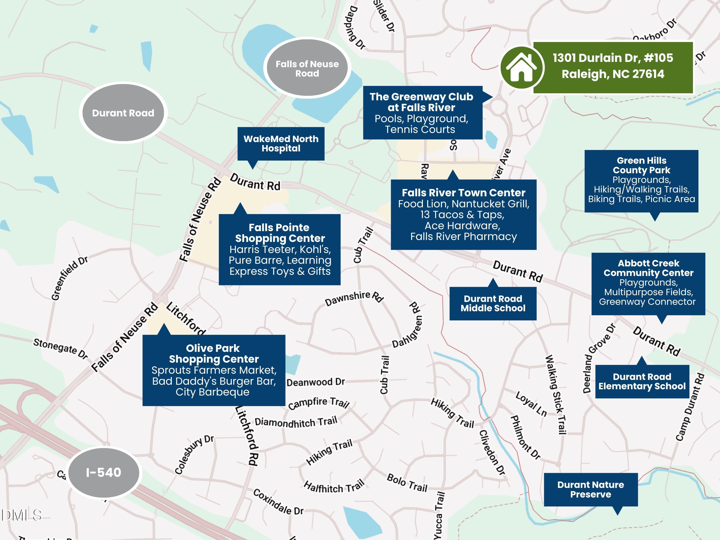 1301 Durlain Drive, Unit 105 Raleigh, NC 27614 - Photo 23 of 25 Area Map - 1301 Durlain Dr, #105_B