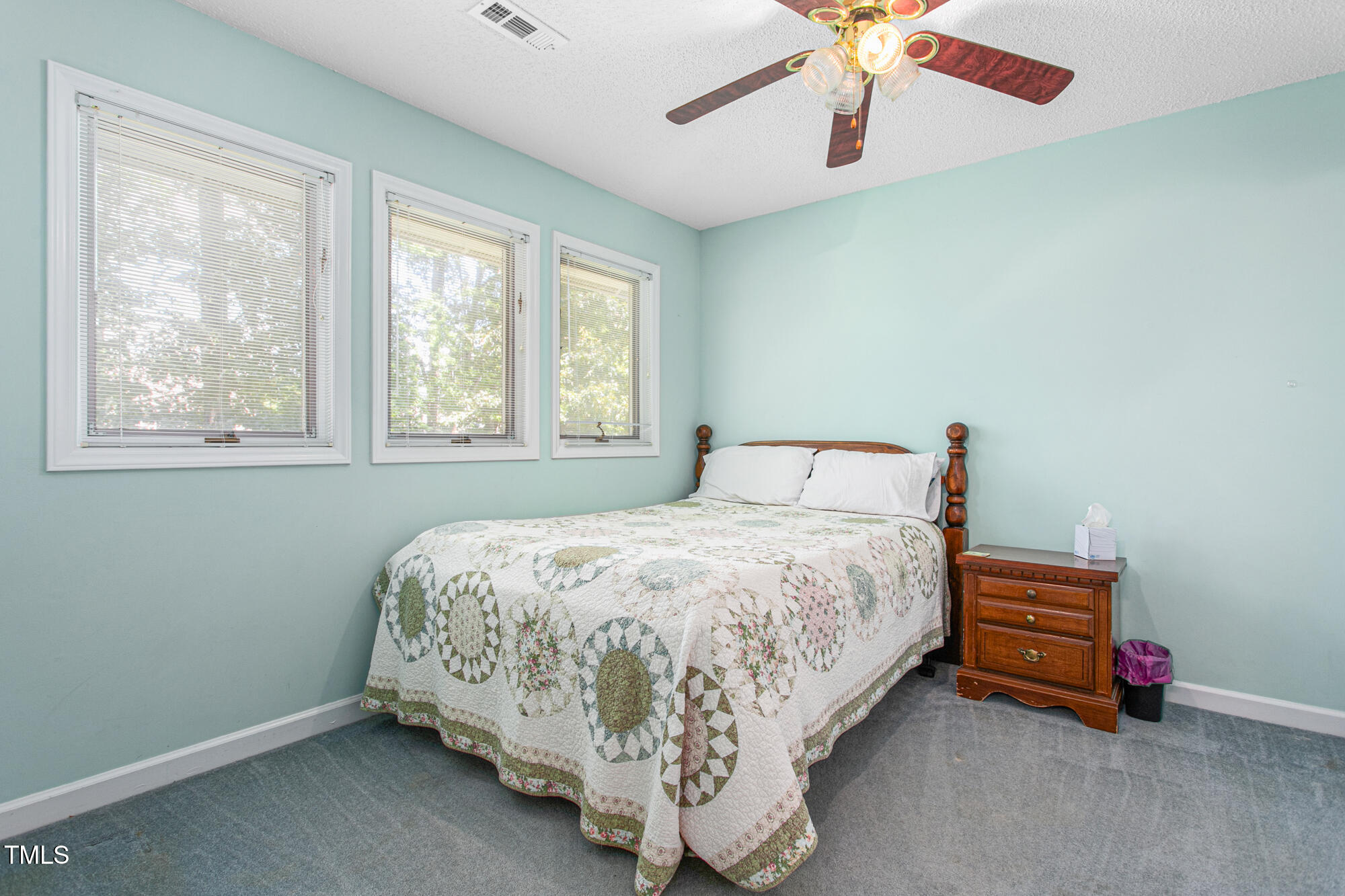 809 Brookview Drive Elon, NC 27244 - Photo 28 of 53 a bedroom with a bed and a chandelier