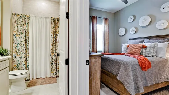 a view of a lake with houses in the background