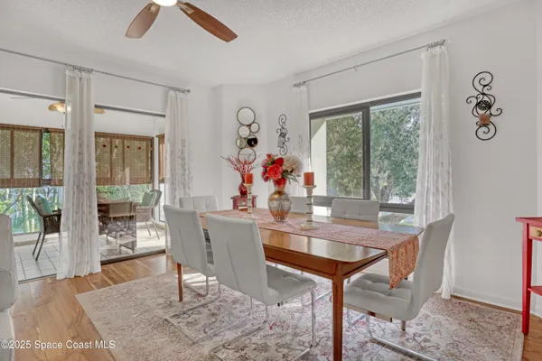 a room with table and chairs