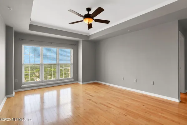 an empty room with windows