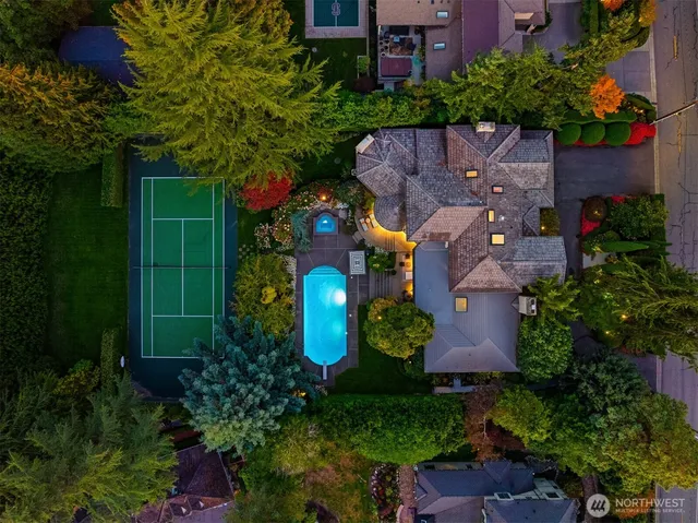 an aerial view of a house