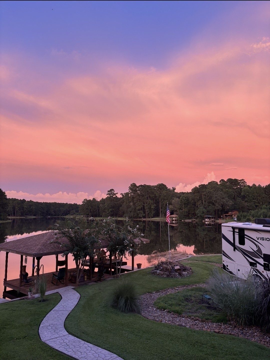318 Ridgewood Road Goodrich, TX 77335 - Photo 39 of 49 Evening view of lake