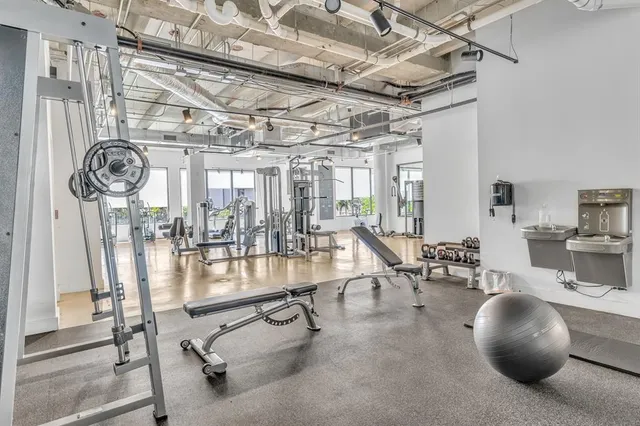 a view of a room with gym equipment