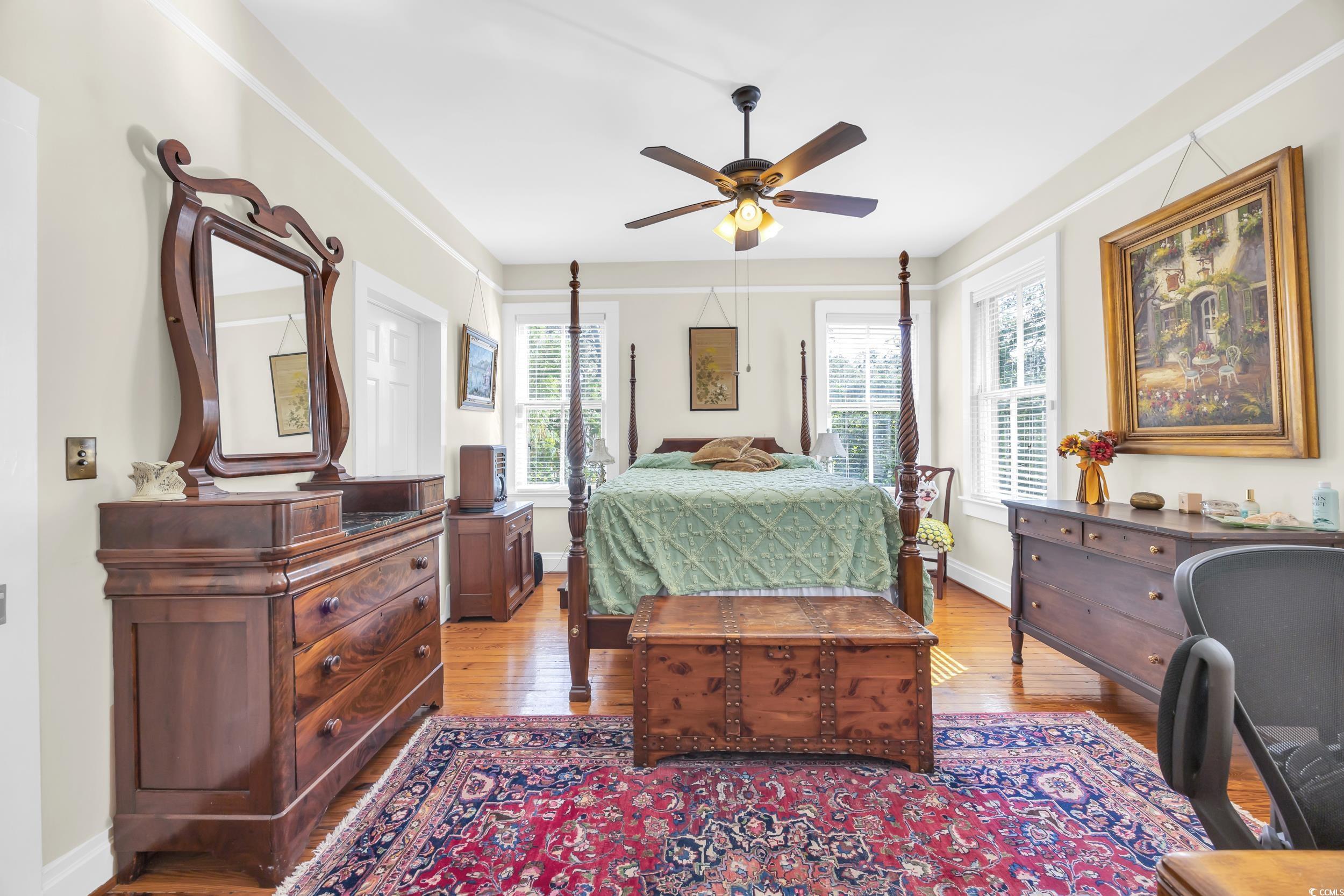 209 Cannon Street Georgetown, SC 29440 - Photo 23 of 34 Bedroom featuring wood finished floors, multiple windows, and ceiling fan