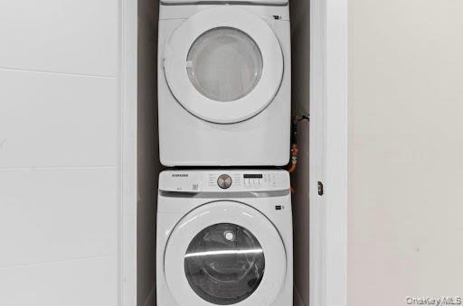 249-17 147th Road, Unit 1 Queens, NY 11422 - Photo 12 of 13 Stackable washer and dryer unit within an integrated closet space