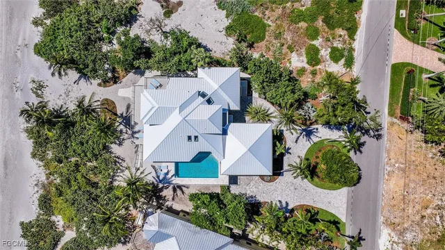 an aerial view of a house