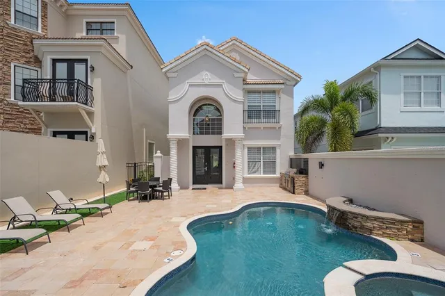 a view of outdoor space yard swimming pool and porch