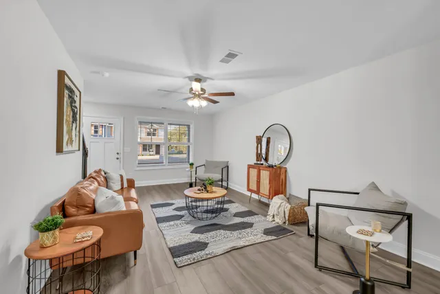 a living room with furniture