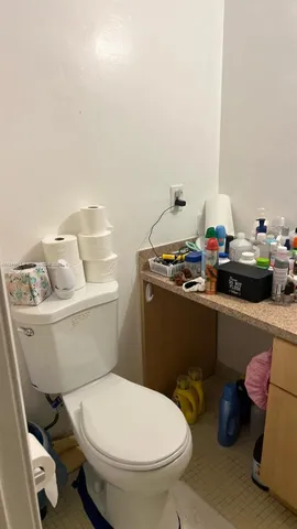 a bathroom with a toilet and a sink