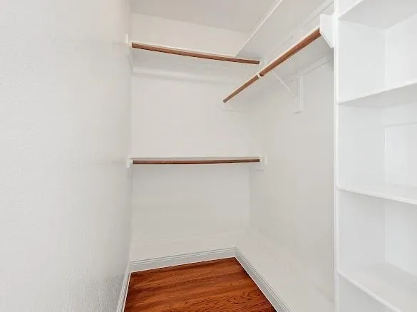 a view of small space with racks on the wall