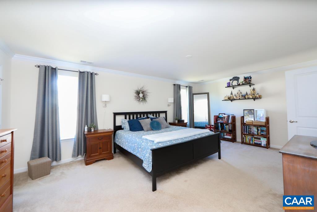 309 Ridgemont Road Ruckersville, VA 22968 - Photo 13 of 29 a bedroom with a bed and a chandelier