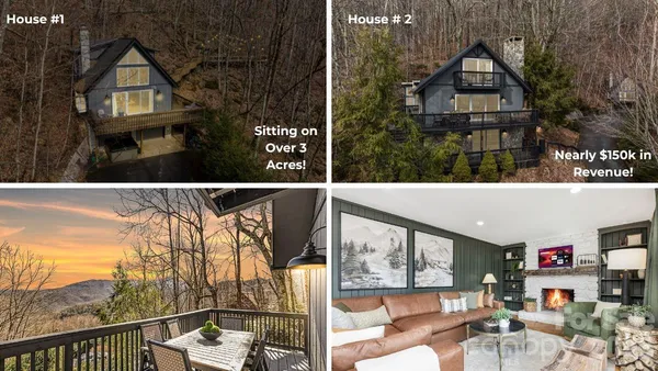 a view of a balcony with chairs and wooden floor