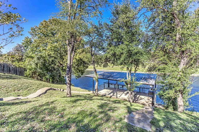a view of a yard with a slide