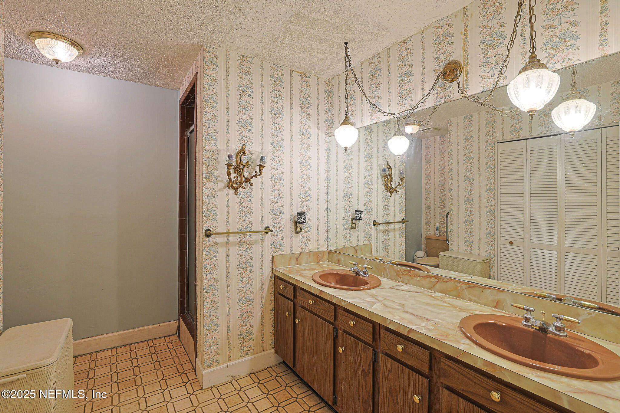 1610 Rivers Road Green Cove Springs, FL 32043 - Photo 29 of 64 a bathroom with a sink a mirror and a shower