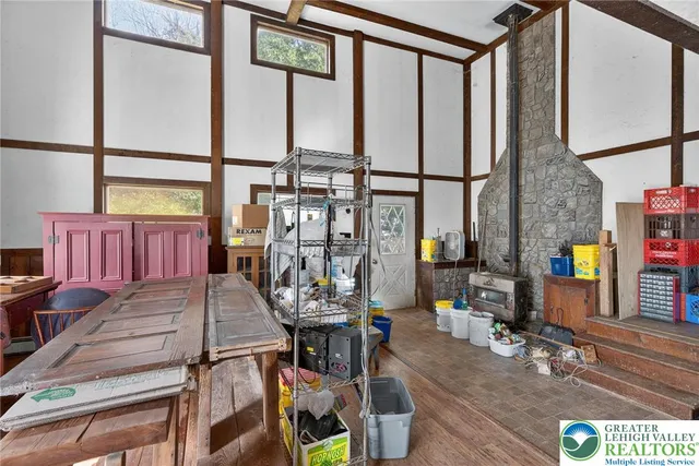 a view of residential houses and lake