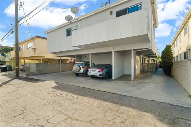 a car parked in front of a building