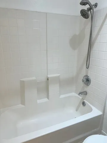 a bathroom with a bathtub