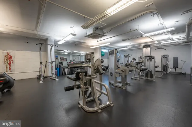a view of a room with gym equipment
