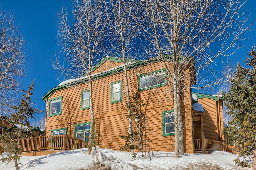263 Saddle Ridge Drive, Unit 263 Silverthorne, CO 80498 - Photo 23 of 25 a backyard of a house with large tree and wooden fence