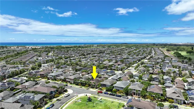 an aerial view of residential building and city