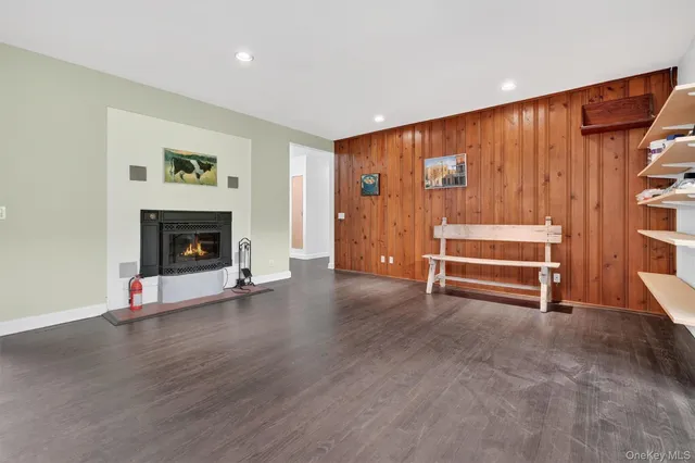a view of livingroom with furniture and fireplace