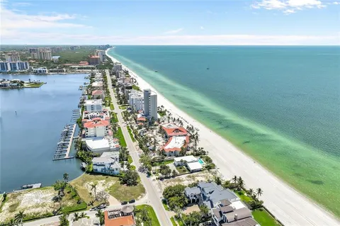 a view of a lake with houses