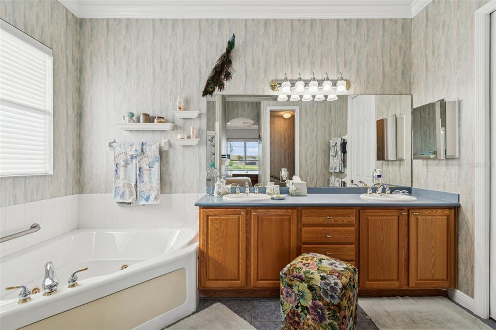 801 Glendora Road Kissimmee, FL 34759 - Photo 33 of 74 a bathroom with a tub sink and mirror