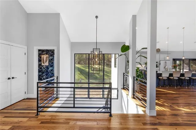 a view interior of a house with wooden floor windows and outdoor view