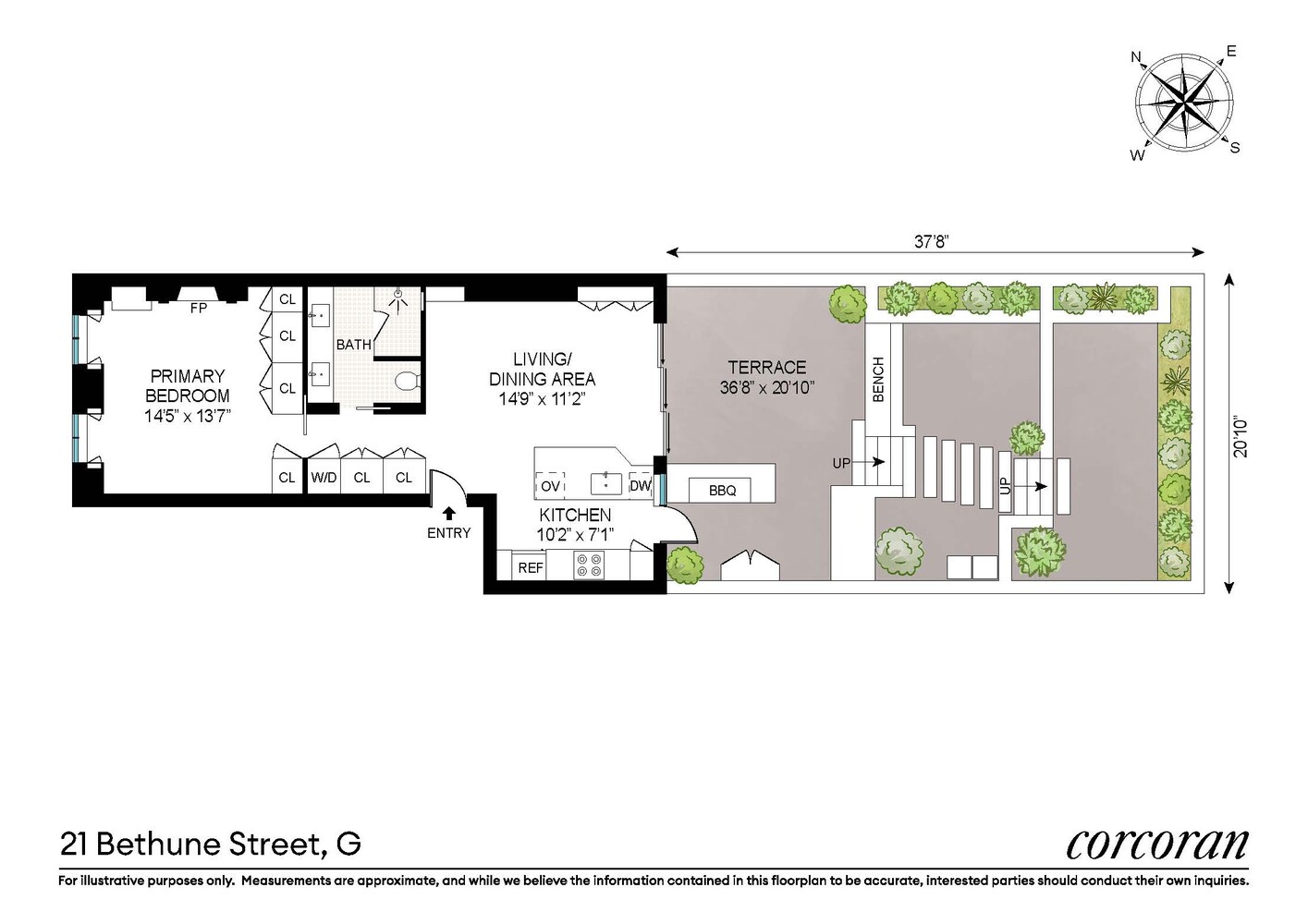 21 Bethune Street, Unit GARDEN Manhattan, NY 10014 - Photo 8 of 8 a picture of a floor plan
