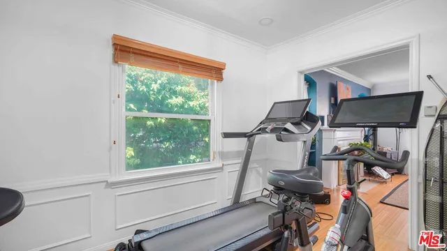 a view of a room with gym equipment