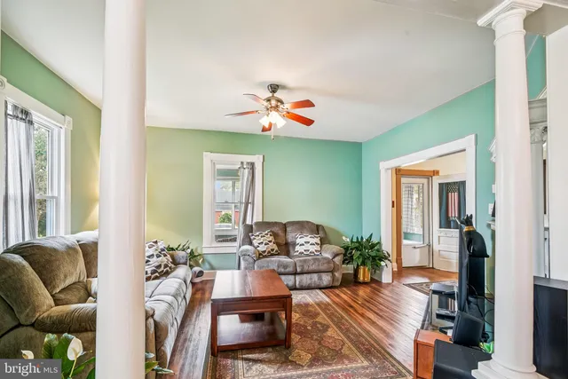 a living room with furniture