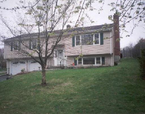 a view of house with a backyard