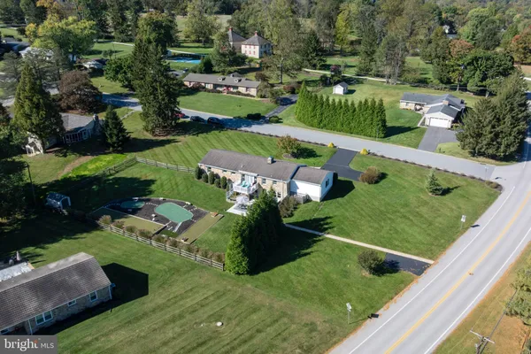an aerial view of a house