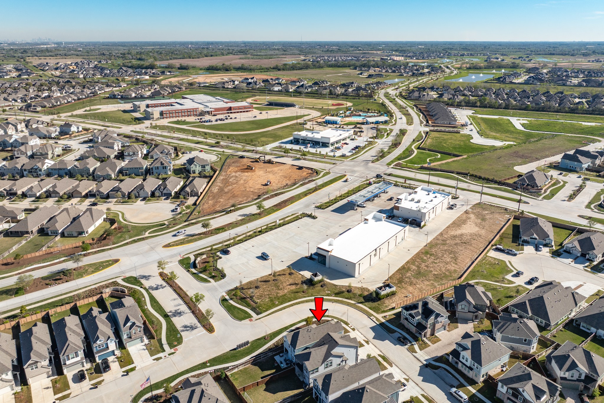 10002 Nectar Path Rosharon, TX 77583 - Photo 29 of 46 This aerial view displays the location of your new home, which is conveniently situated near various amenities.