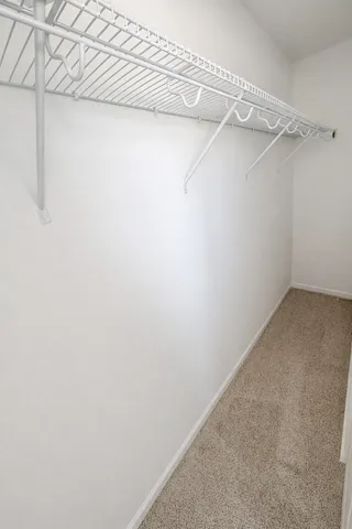 a view of a room with racks on the wall