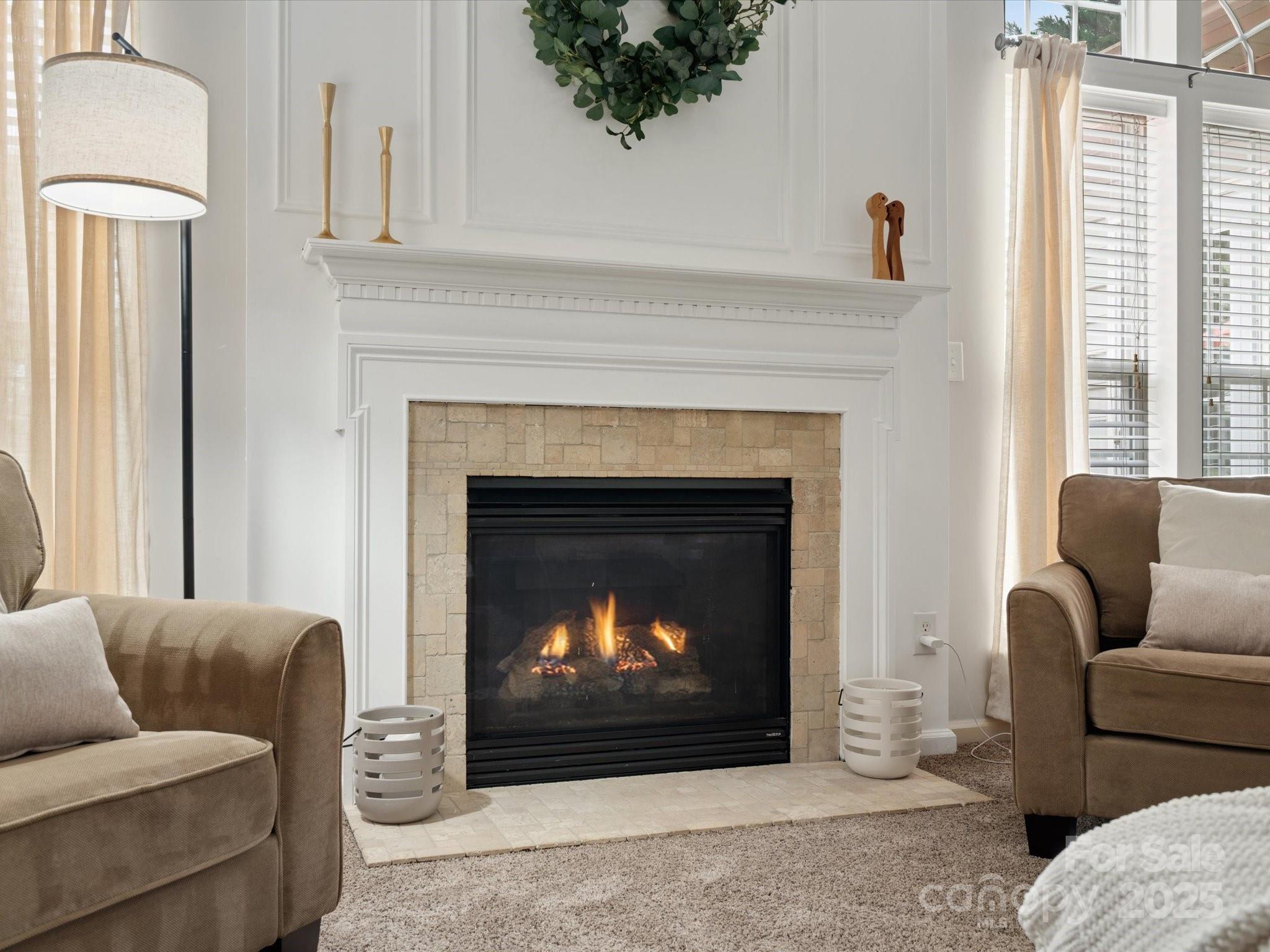 809 Circle Trace Road Monroe, NC 28110 - Photo 16 of 47 a living room with furniture a fireplace and a potted plant