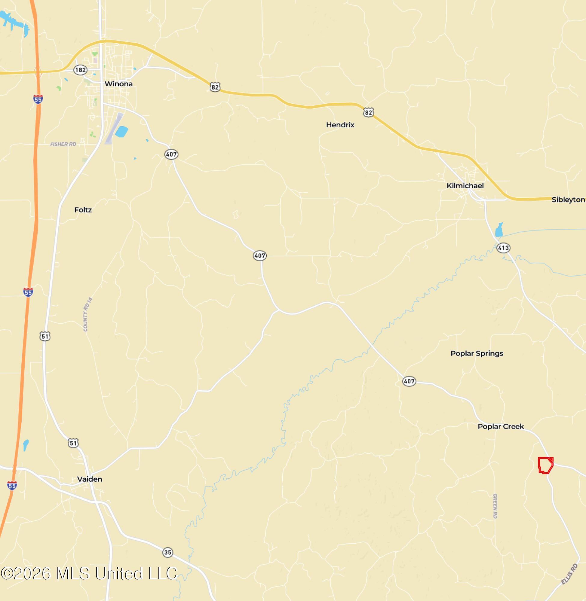 407 Highway Kilmichael Ms 39747 French Camp, MS 39745 - Photo 25 of 26 Street Map Montgomery 82