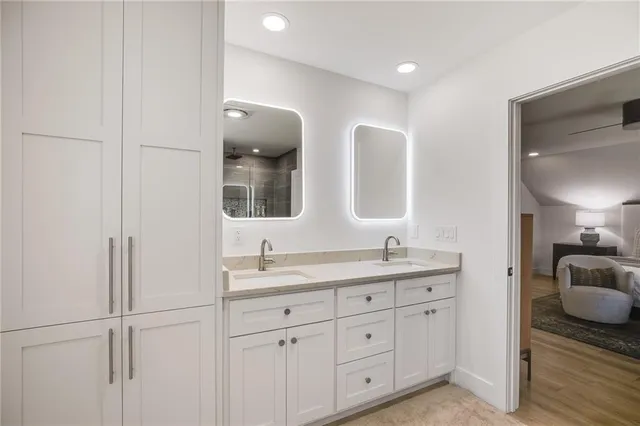 a view of water from a yard