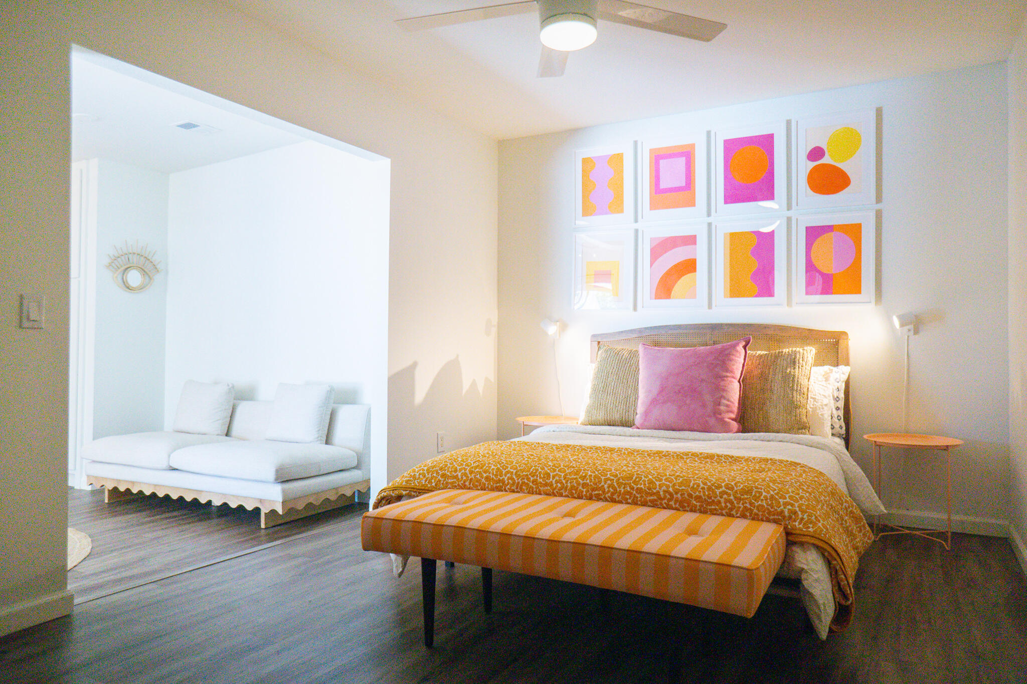 70355 Cobb Road Rancho Mirage, CA 92270 - Photo 18 of 27 a bedroom with a bed book shelf and wooden floor