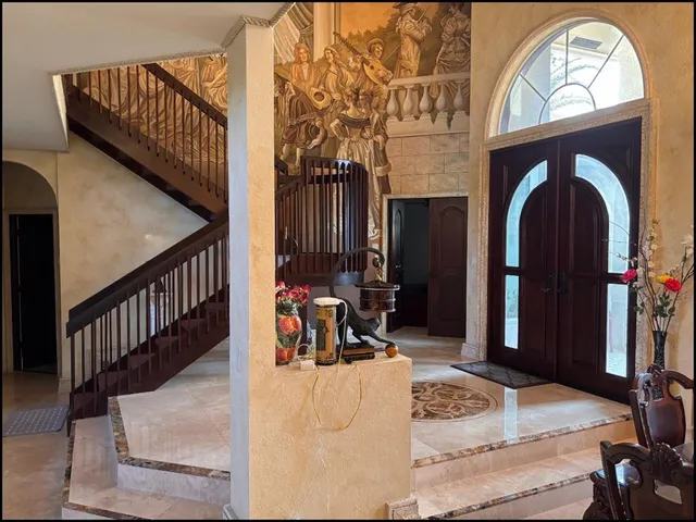 a view of wooden balcony