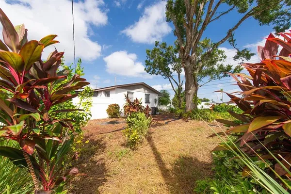 a view of a yard in front of a house