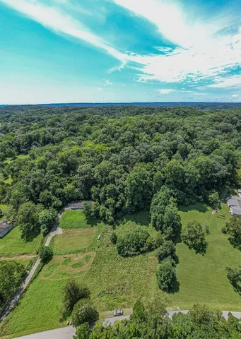 a view of a large yard with a green space