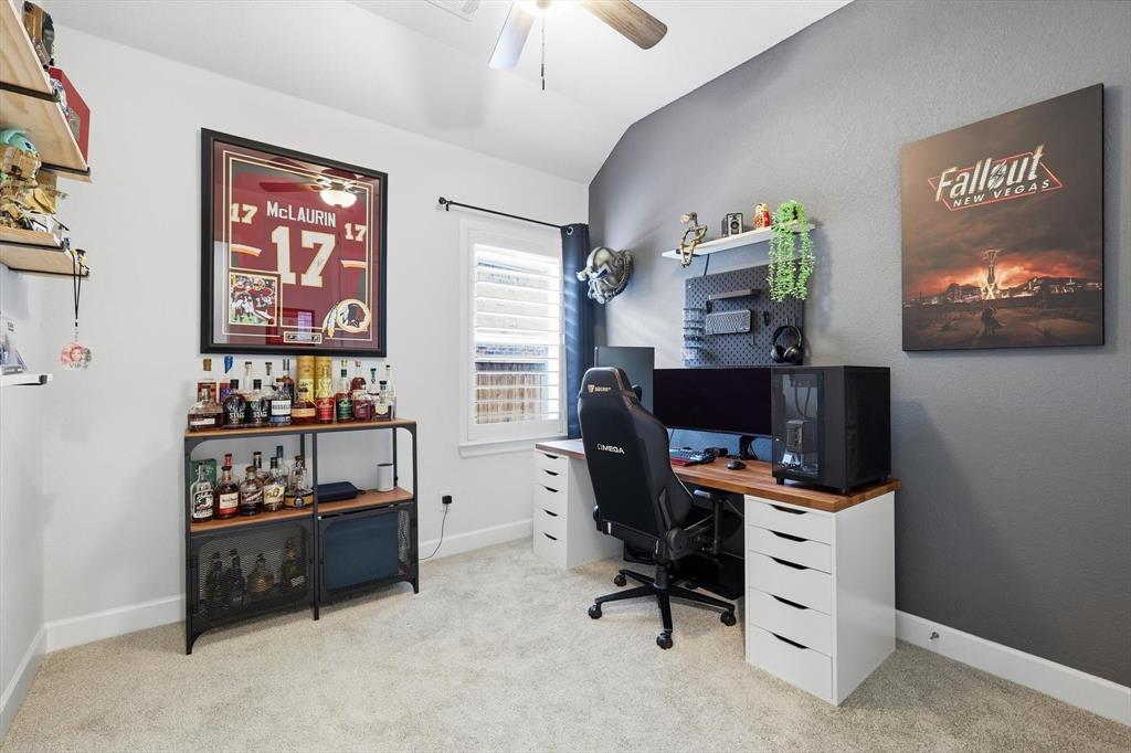 1701 Shetland Road Aubrey, TX 76227 - Photo 17 of 34 Additional secondary bedroom with fresh carpet can also be the perfect office space, or workout room!